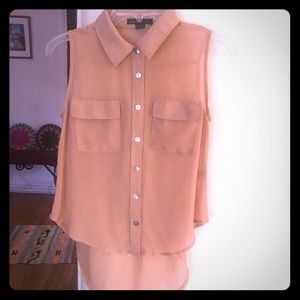 Sheer sleeveless button down